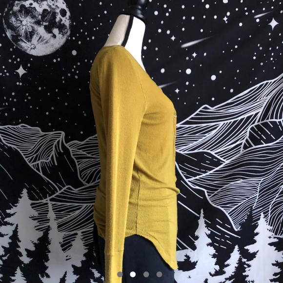 Chartreuse Long sleeve half button top - Picture 2 of 5